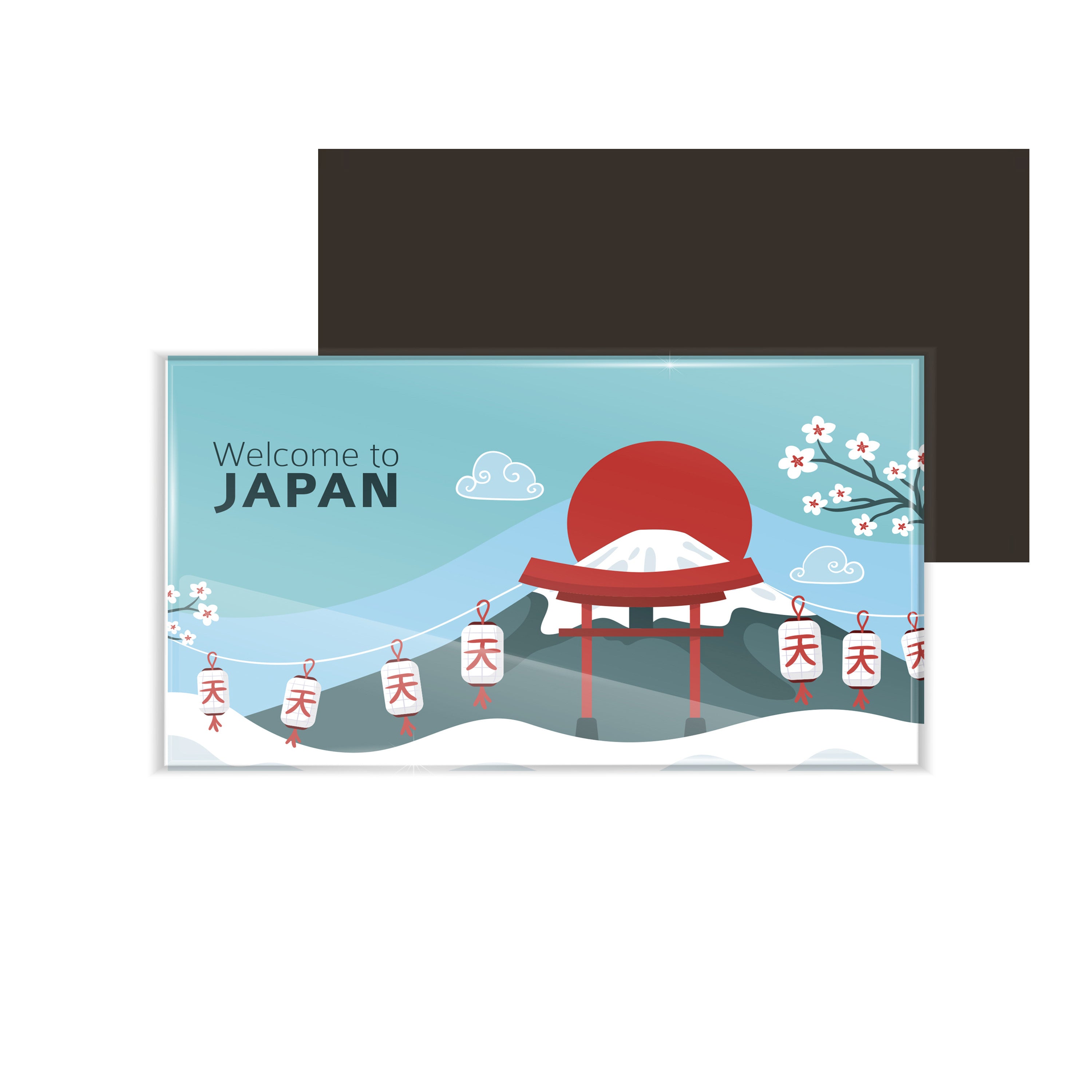 dhcrafts Fridge Magnet Rectangle Acrylic Glass (8.6 x 5.4 cm) Multicolor Travel Japan D5 Design Pack of 1